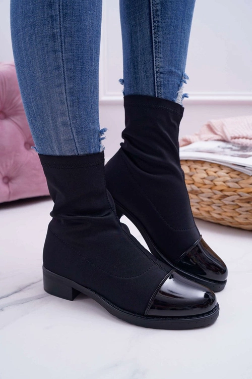 Damskie Botki Elastyczne Czarne Beat