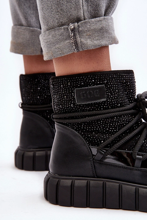 Ocieplane Śniegowce Zdobione Dżetami GOE MM2N4080 Czarne