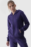 Bluza Damska Dresowa Z Kapturem Rozpinana Bawełniana 4F Granatowa 4FWMM00TSWSF1467-31S