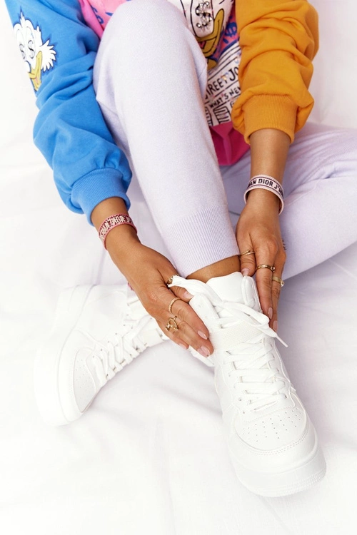 Sportowe Buty Na Platformie Z Nerką Białe Alexis