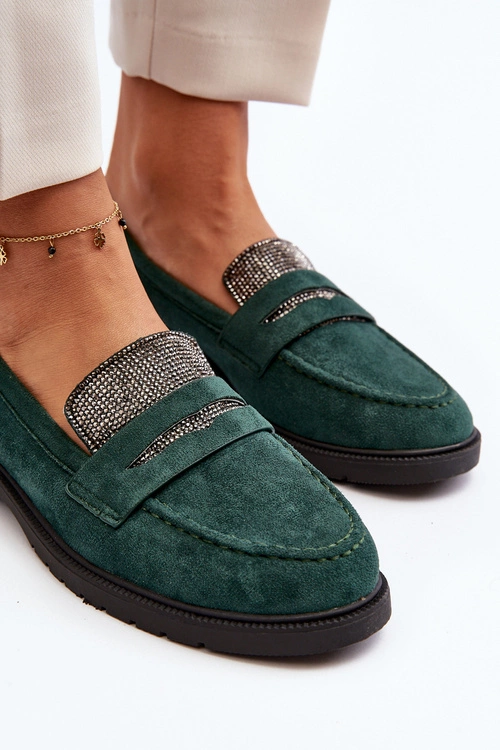 Damskie Zdobione Mokasyny Ciemnozielone Dananei