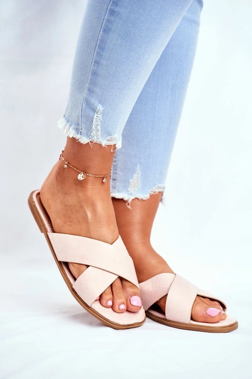 Klapki Damskie Paski na Krzyż Beżowe Philippines