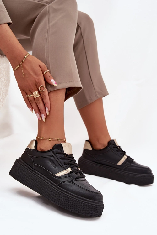 Damskie Sneakersy Na Platformie Big Star SS274360 Czarne