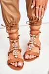 Sandały Damskie Gladiatorki Z Kryształkami Camel Hype