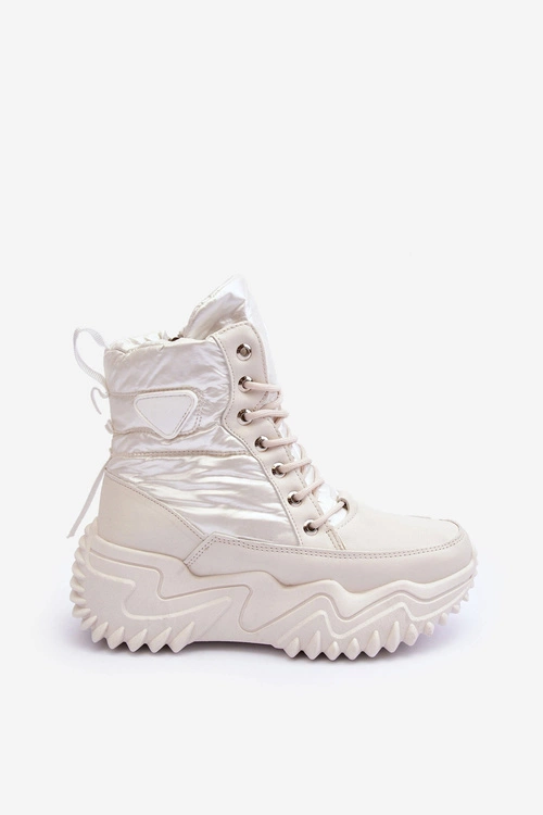 Ocieplane Botki Na Masywnej Platformie Jasnobeżowe Lanleh