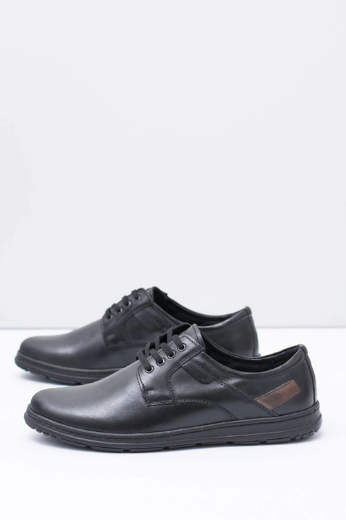 Czarne Męskie Półbuty Casual Manifesto