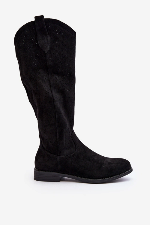 S.Barski HY66-132 Kozaki Damskie Ażurowe Czarne