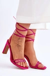 Eleganckie Wiązane Sandały Z Dżetami Fuksja Nessy