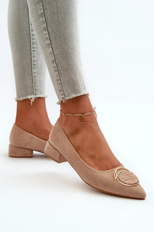 Czółenka Na Niskim Obcasie Z Eko Zamszu S.Barski KV27-037 Beżowe