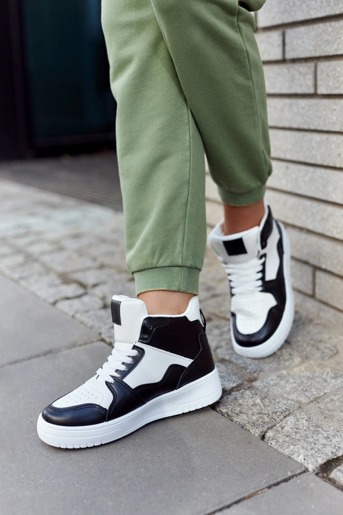 Wysokie Damskie Buty Sportowe Biało-Czarne Megithoe