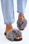Damskie Klapki Z Futerkiem Szare Kennet
