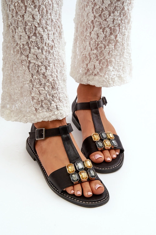 Eleganckie Sandały Damskie Z Ozdobnymi Detalami S.Barski KV27-030 Czarne