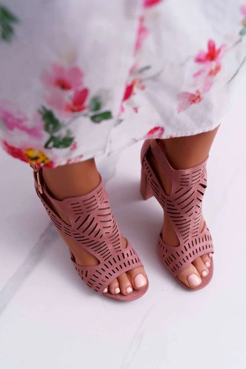 Damskie Sandały Na Słupku Peep Toe Różowe Carmelita
