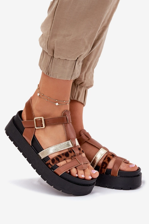 Sandały Damskie Z Paskami Na Platformie Camel Gallari