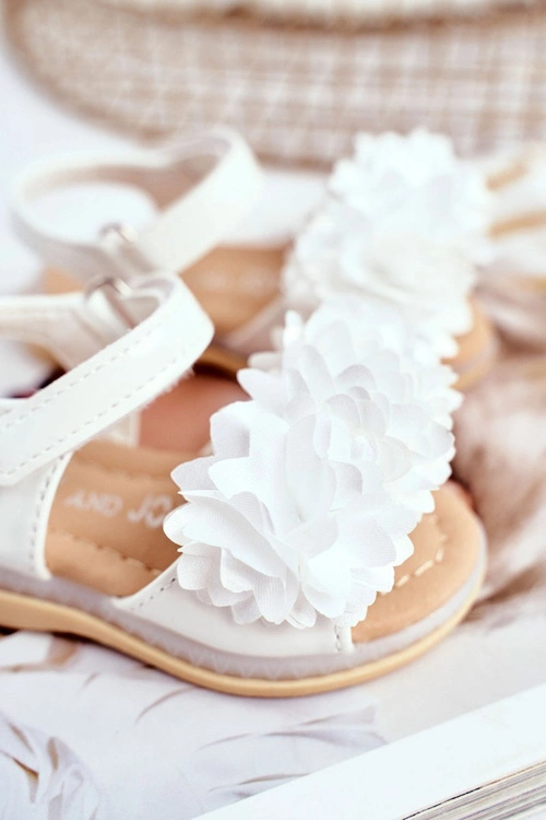 Dziecięce Sandałki Na Rzep Świecące Białe Milena