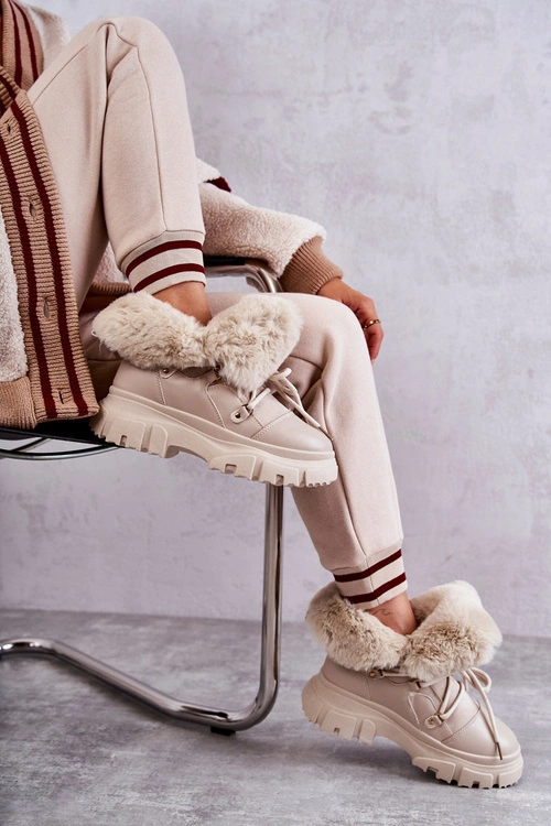 Ocieplane Botki Trapery Beżowe Charles