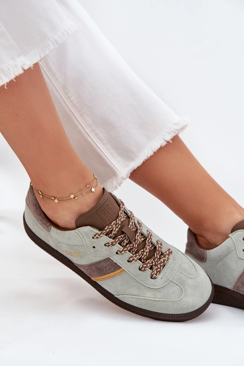 Zamszowe Niskie Sneakersy Damskie Big Star SS274678 HI-POLY SYSTEM Miętowe