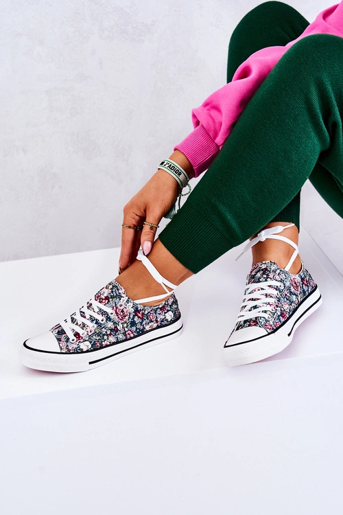 Niskie Trampki W Kwiaty Zielone Desiree