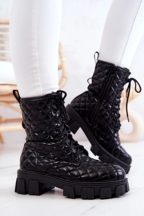 Botki Z Nerką Pikowane Czarne Maureen