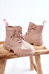 Lakierowane Ocieplane Botki Jasnobeżowe Heidi