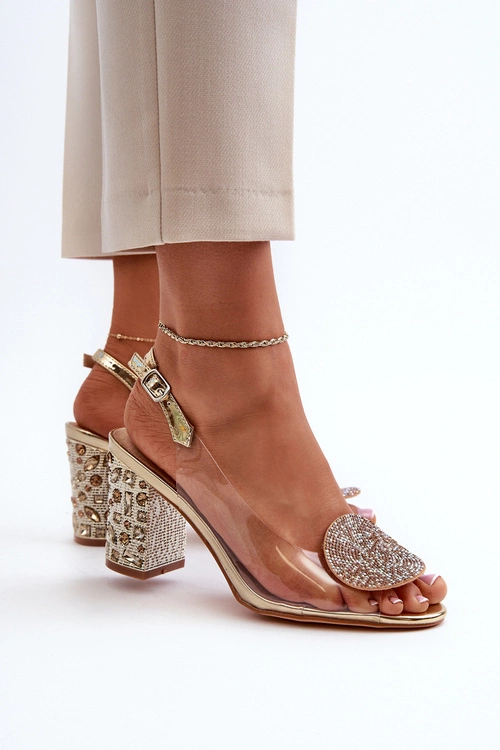 Sandały Transparentne Na Słupku Złote D&A MR38-812