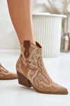 Zdobione Botki Kowbojki Na Obcasie Camel Kaivina