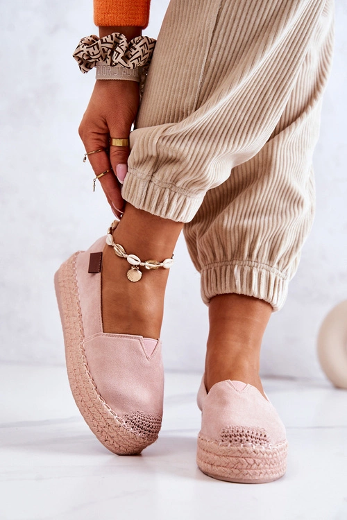 Zamszowe Espadryle Wsuwane Różowe Lesley