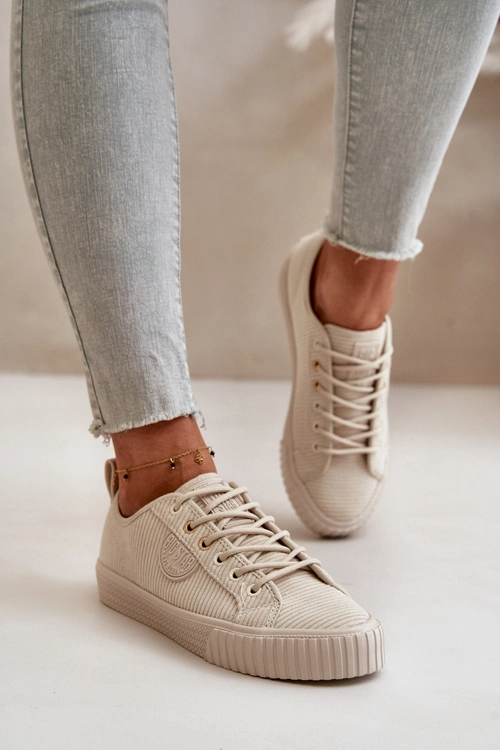 Sztruksowe Trampki Damskie Ocieplane Big Star OO274812 Hi-Poly System Beżowe