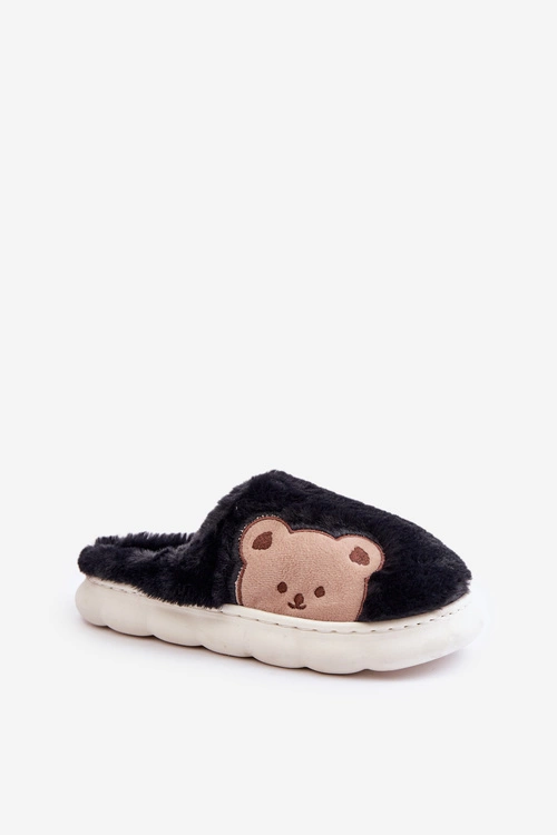 Futrzane Kapcie Damskie Misie Czarne Firedi