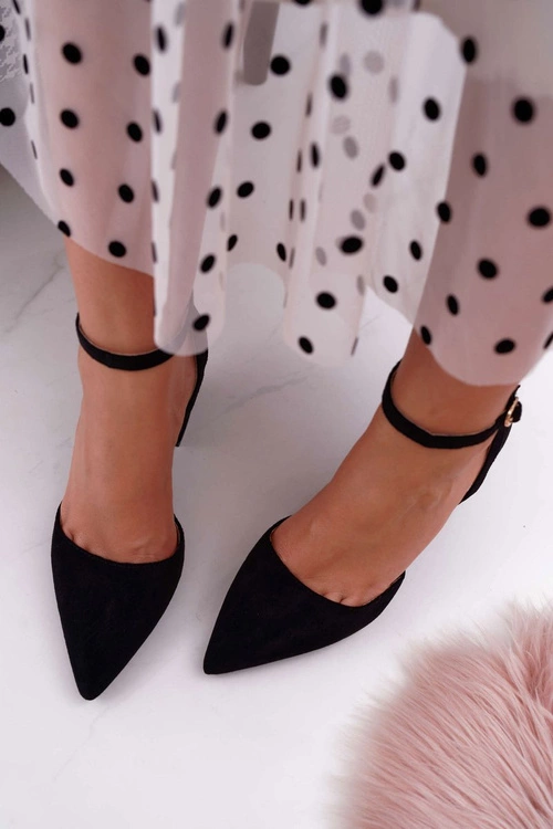 Czółenka Damskie Na Słupku W Szpic Czarne Samantha