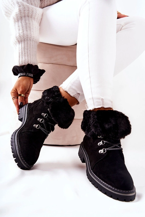 Botki Trapery Ocieplane Czarne Nelby