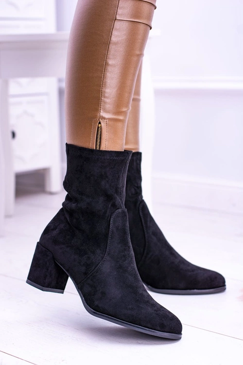 Sergio Leone Ocieplane Wsuwane Czarne Damskie Botki Picodi