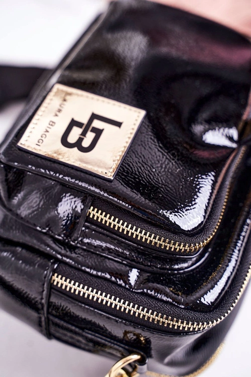 Torebka Listonoszka Kuferek LAURA BIAGGI Lakierowana Czarna