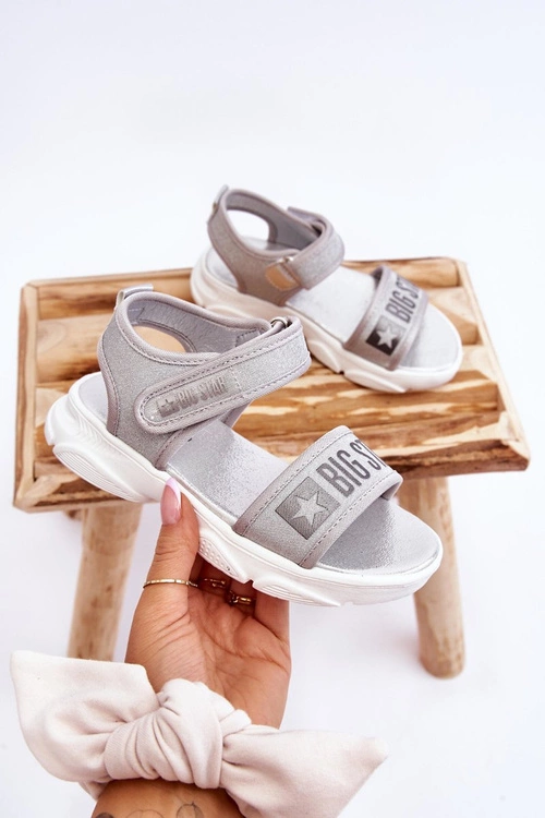 Dziecięce Sandałki Na Rzep Big Star LL374194 Srebrne