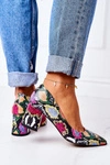 Skórzane Czółenka Z Wężowym Wzorem Lewski Shoes 2801 Kolorowe