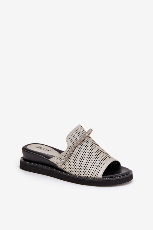 Klapki Damskie Na Koturnie Z Ozdobnym Paseczkiem Srebrne Teriwes