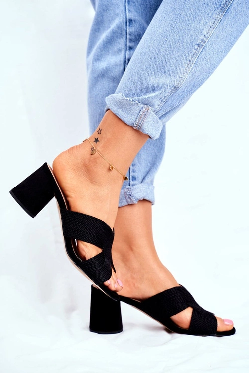 Klapki Damskie Na Słupku Wsuwane Czarne Guest