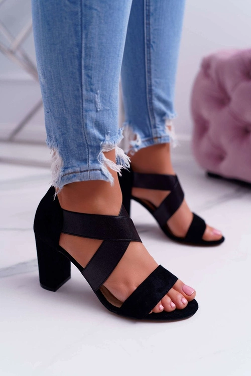 Sandały Damskie Zamszowe Wsuwane Czarne Varina