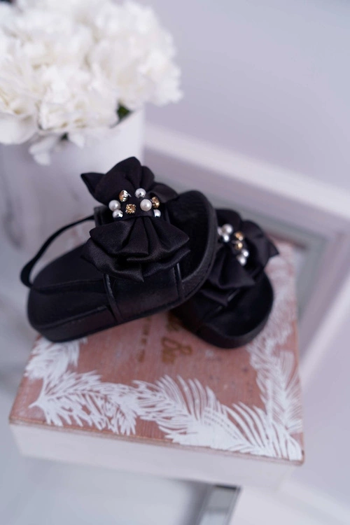 Dziecięce Gumowe Klapki Z Kokardką Czarne Senari