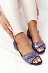 Skórzane Sandały W Kwiatki Maciejka 04614-43 Granatowe