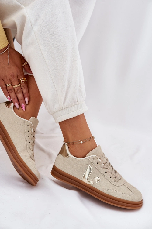 Sneakersy Damskie Eko Zamszowe Beżowe Micca