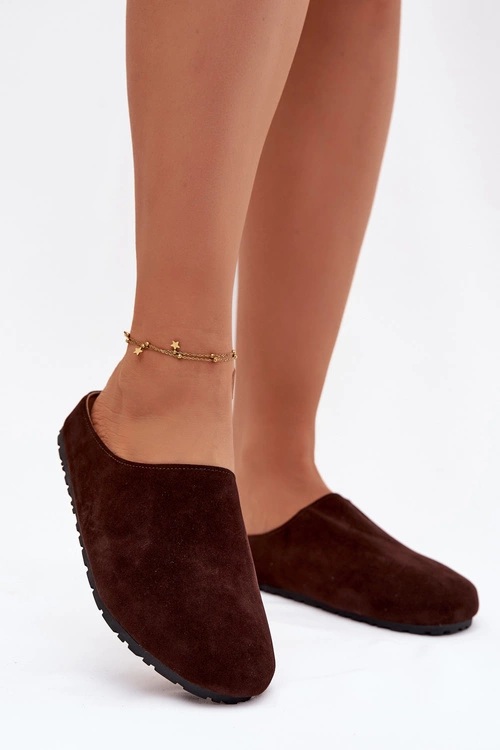 Kapcie Damskie Z Eko Zamszu Czekoladowe Kalvess