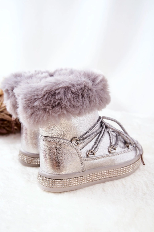 Dziecięce Śniegowce Z Futerkiem Srebrne Grandis