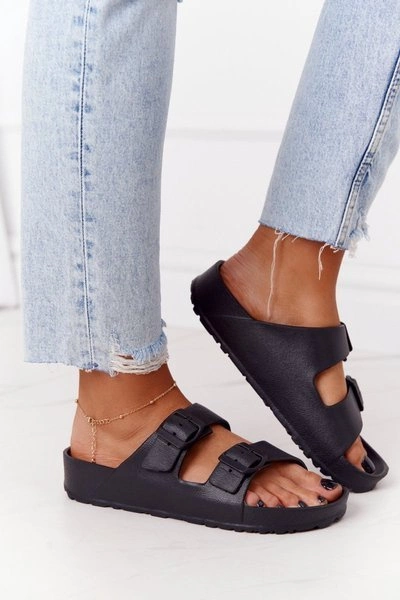 Damskie Gumowe Klapki Czarne Stacy