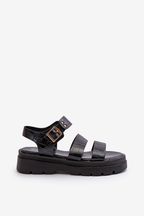 Sandały Damskie Na Masywnej Podeszwie Czarne Nicarda