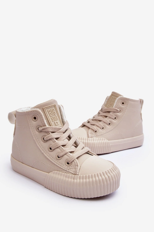 Ocieplane Dziecięce Trampki Na Suwak Big Star MM374012 Jasnobeżowe