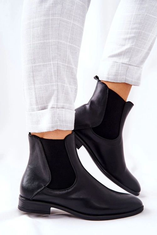 Skórzane Botki Sergio Leone BT523 Czarne