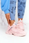 Damskie Sneakersy Na Masywnej Podeszwie Różowe Laugh
