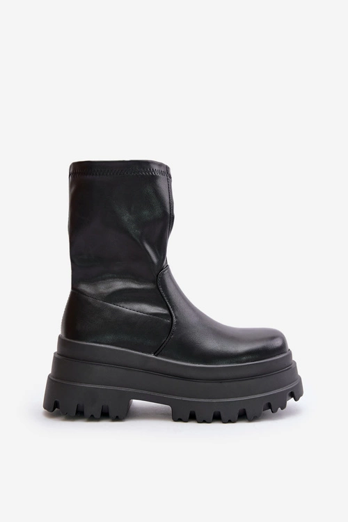 Botki Na Masywnej Platformie Czarne Florinara