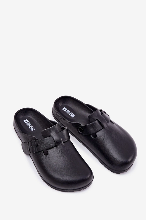 Piankowe Klapki Chodaki Męskie Z Klamrą Big Star RR174A022 Czarne